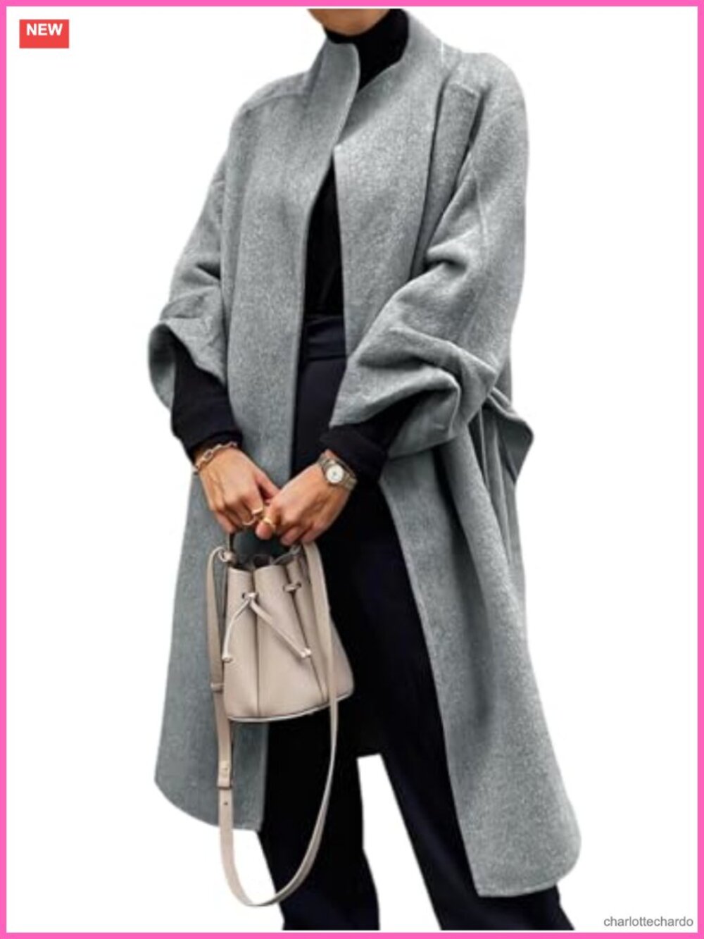 Oversized Wool Blend Pea Coat Long Wrap Trench Winter Cardigan
